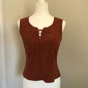 Price Drop!! Faux-Suede Lace-Up Sleeveless Shirt - like new